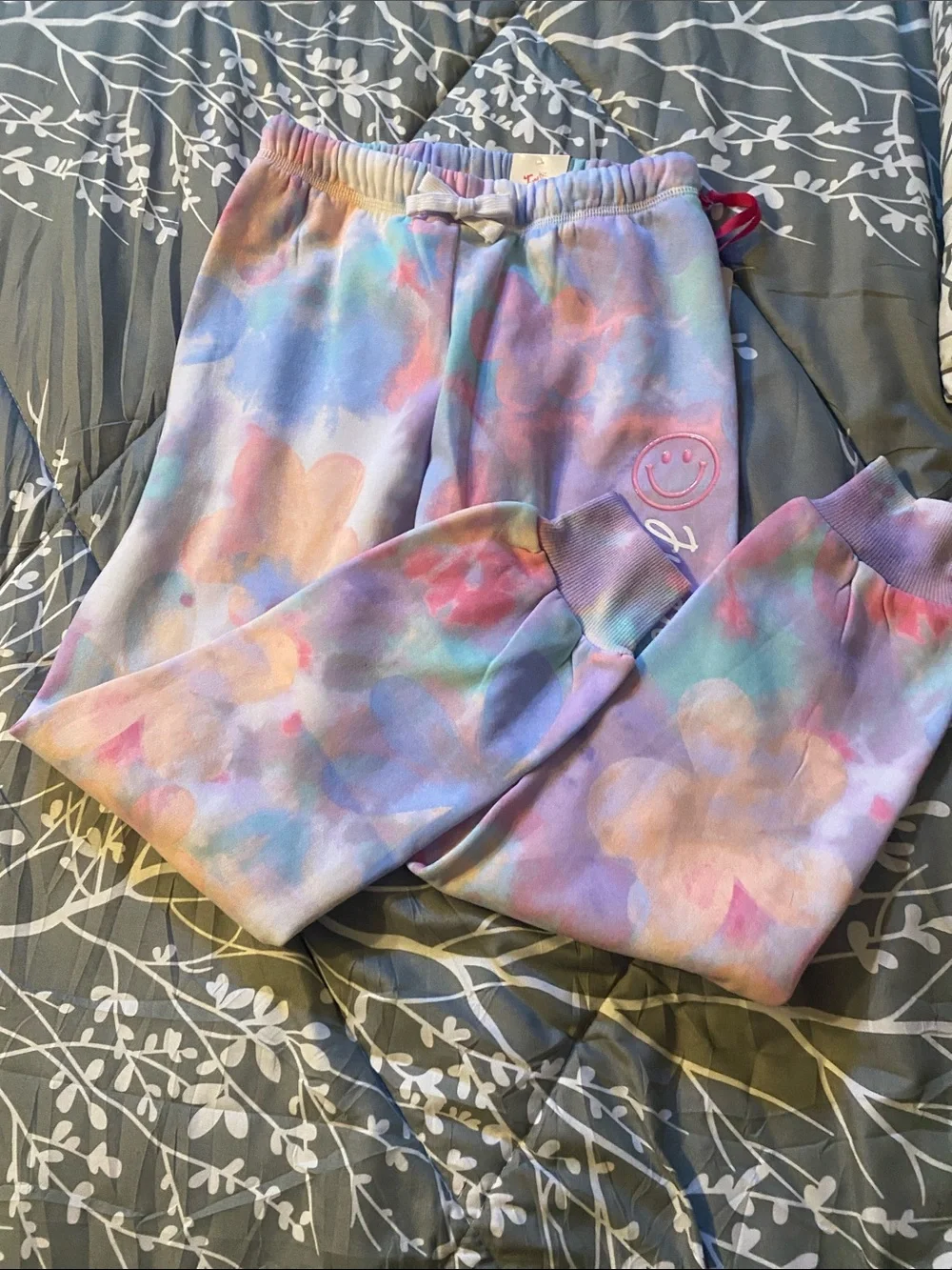 Justice Pastel Tie-Dye Fleece Everyday Joggers - Pink, Purple, Blue, Mint-S 7/8